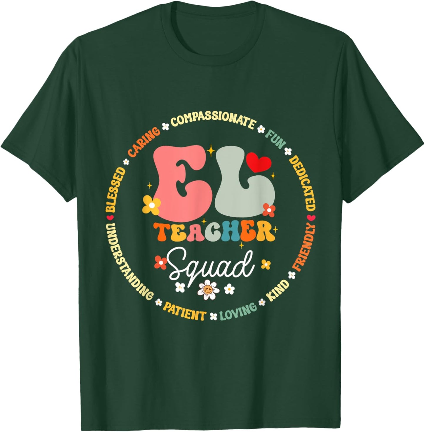 Groovy EL Teacher Squad Appreciation Week back to school Women Kids T-Shirt - T-Shirt | Forest