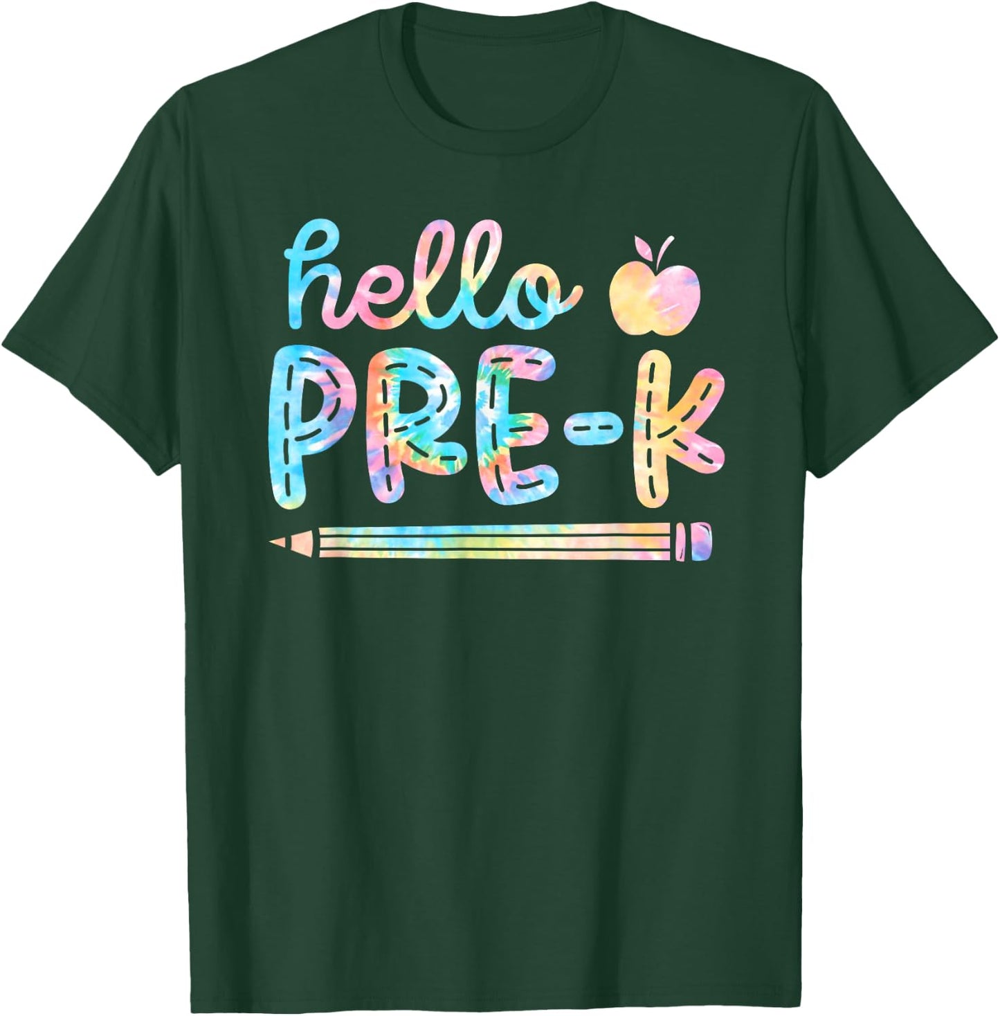 Hello Pre-K Team Tie Dye Back to School Teacher Student PreK T-Shirt - T-Shirt | Forest