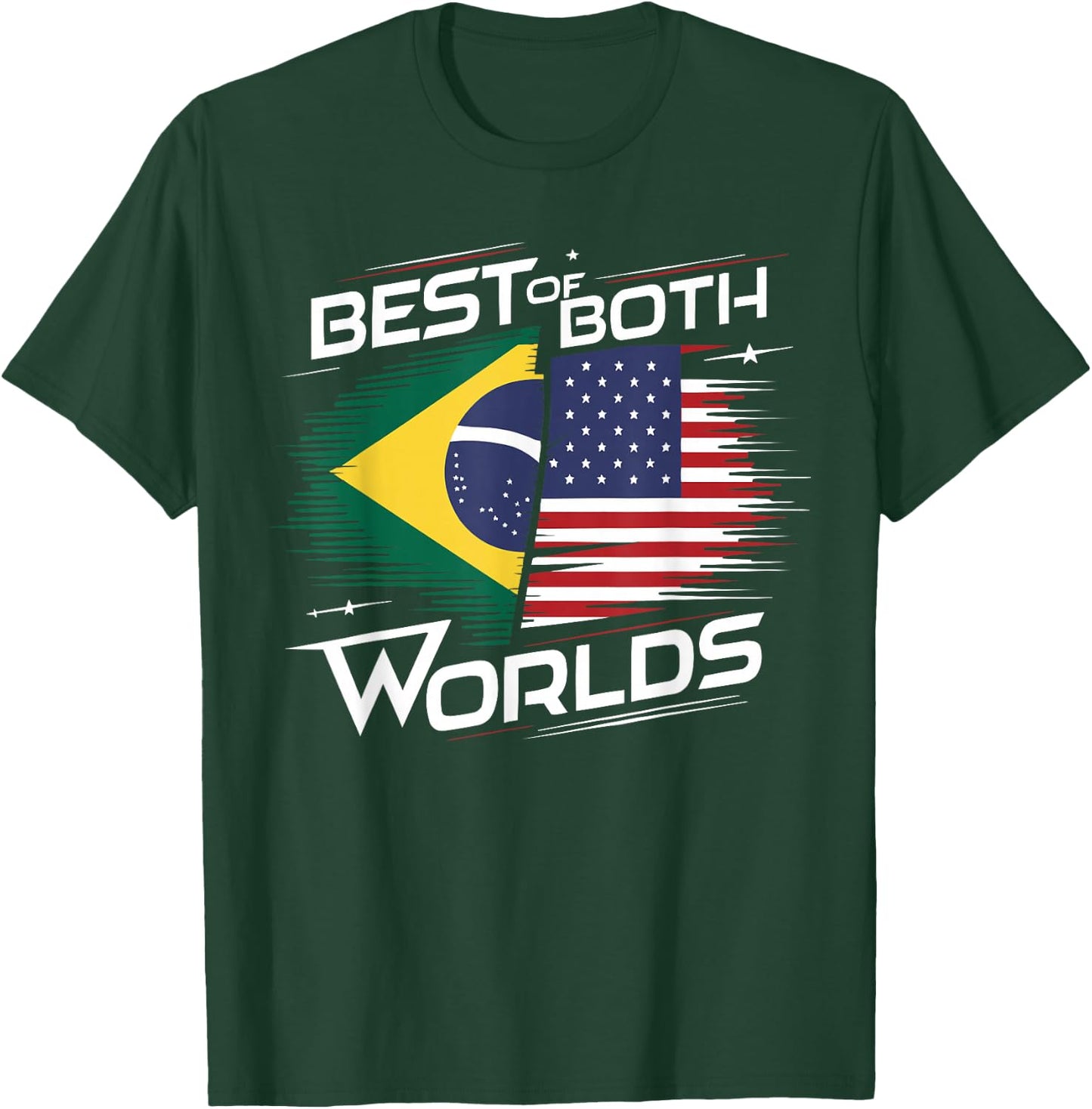 Half Brazilian Half American USA Flag Brazil America T-Shirt - T-Shirt | Forest