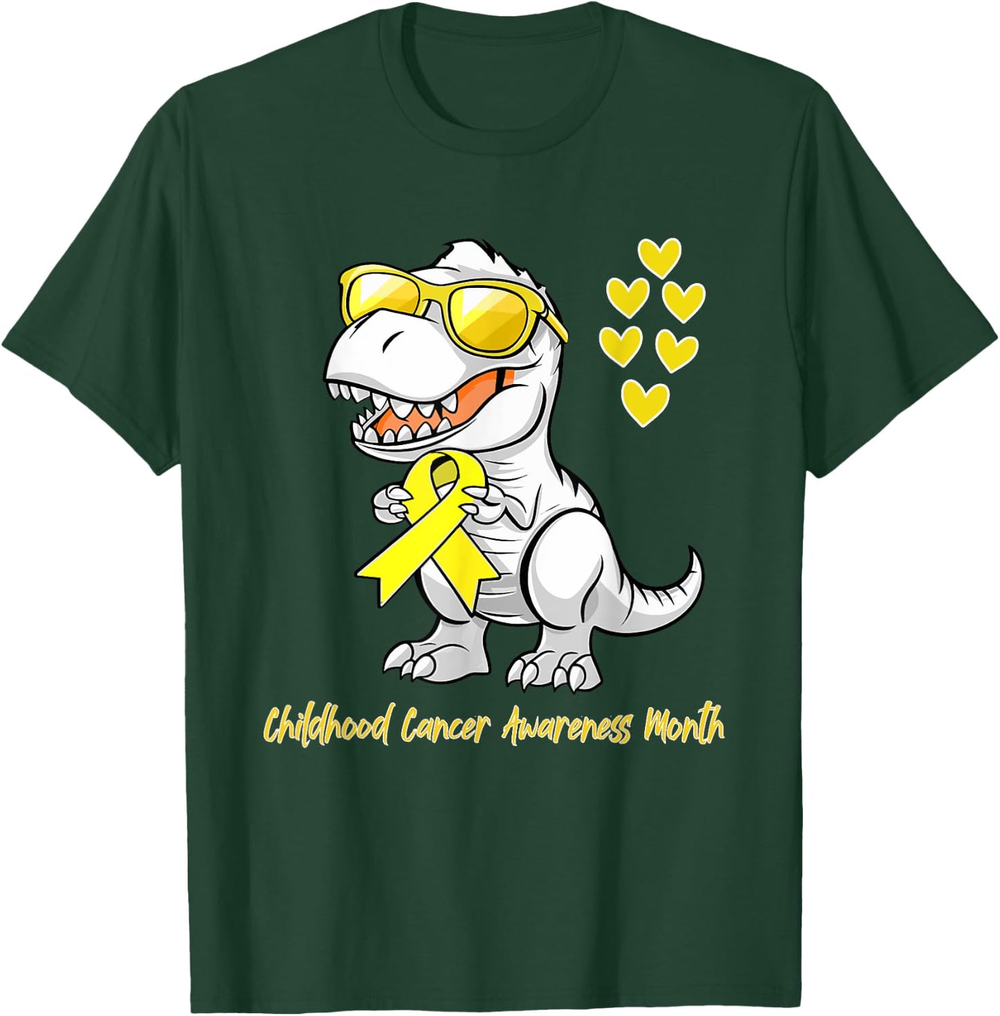 T-rex Dinosaur Childhood Cancer Awareness Dino kids Toddlers T-Shirt - T-Shirt | Forest
