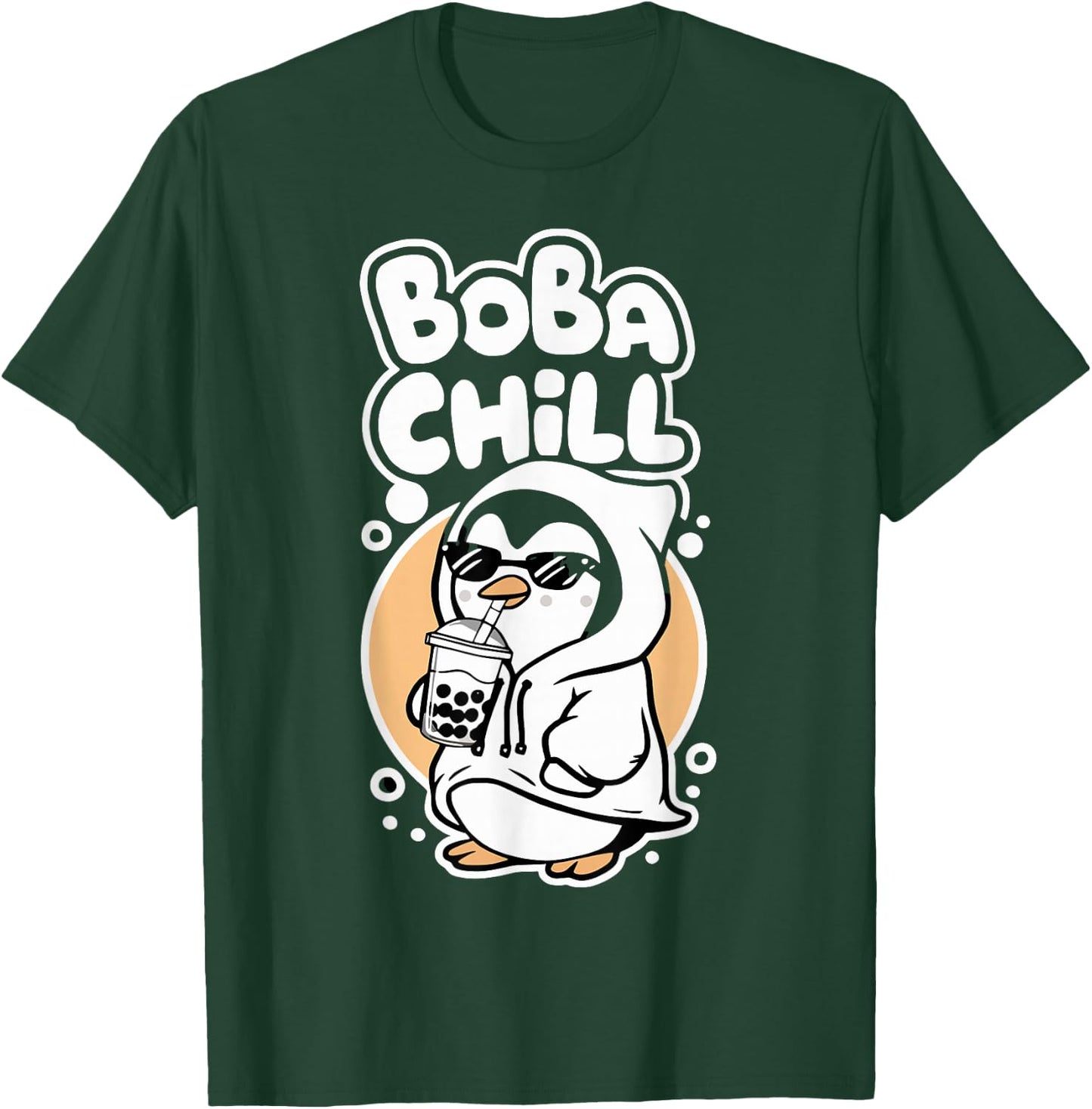Boba Chill Kawaii Penguin Bubble Mike Tea Drink Cool Penguin T-Shirt - T-Shirt | Forest