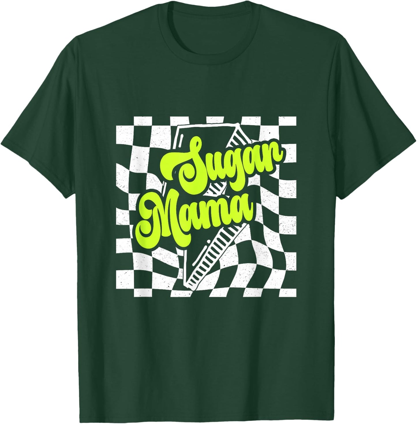 Sugar Mama 90s lighting bolt Checkered Vintage T-Shirt - T-Shirt | Forest