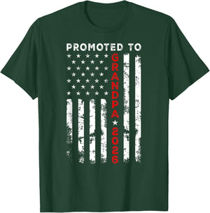 Vintage USA American Flag Promoted To Grandpa Again est 2026 Men T-Shirt - T-Shirt | Forest