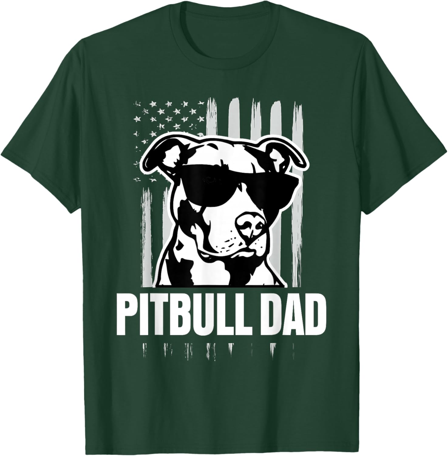Pitbull Dad Men Pitbull Lover Gift Dog Dad American Flag T-Shirt - T-Shirt | Forest