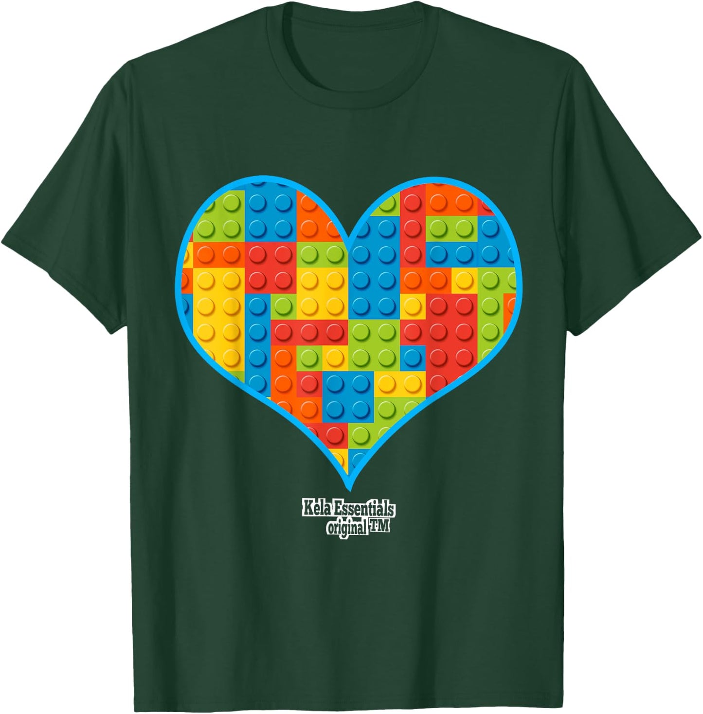 Valentines Day For Boys Block Brick Heart T-Shirt - T-Shirt | Forest