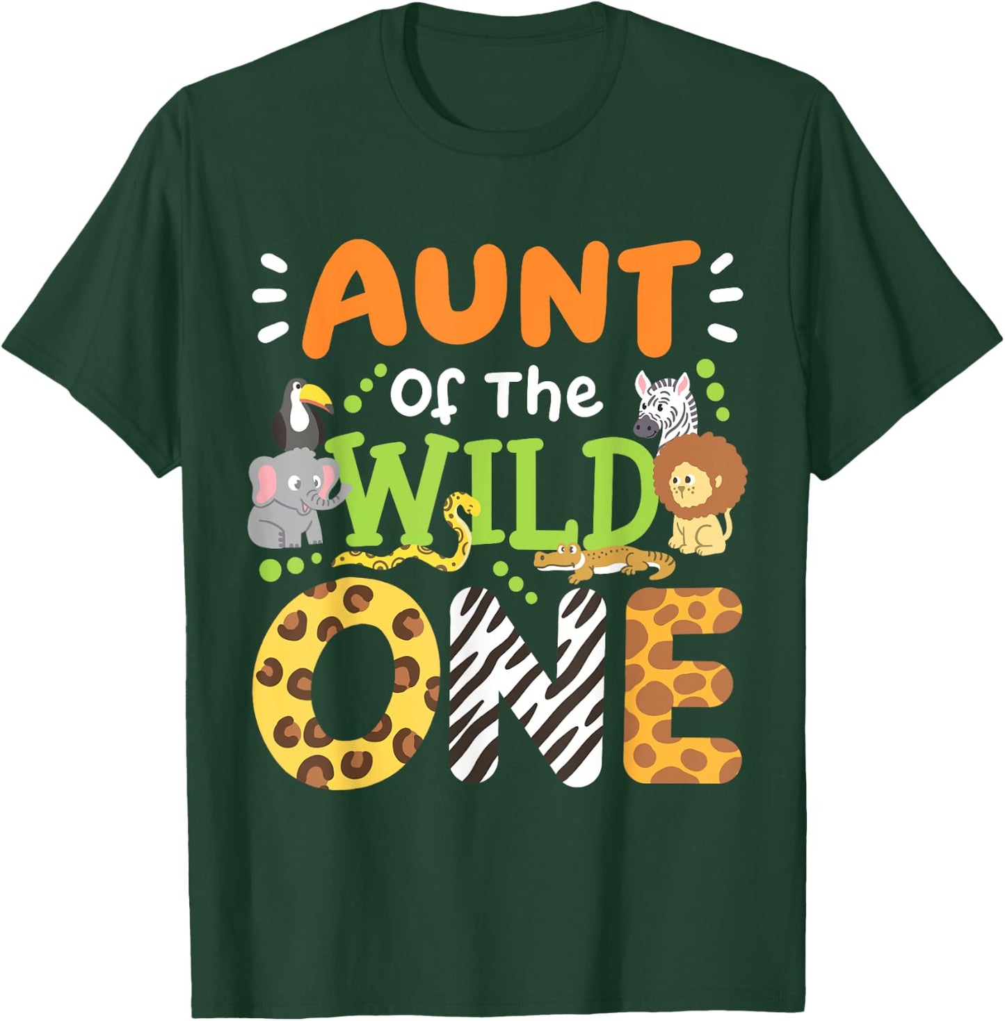 Aunt Of The Wild One Kids Boys Safari Zoo Birthday Family T-Shirt - T-Shirt | Forest