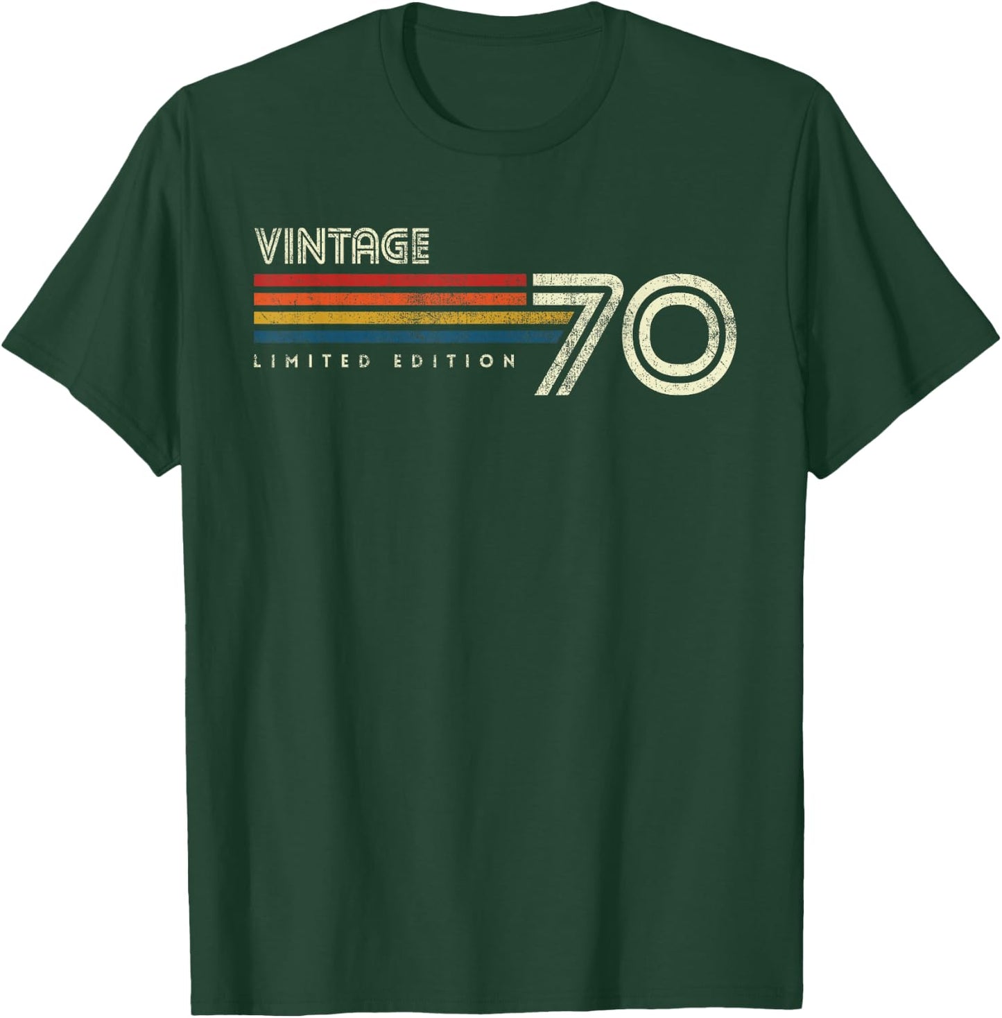 Vintage 1970 Chest Stripe Birthday T-Shirt - T-Shirt | Forest