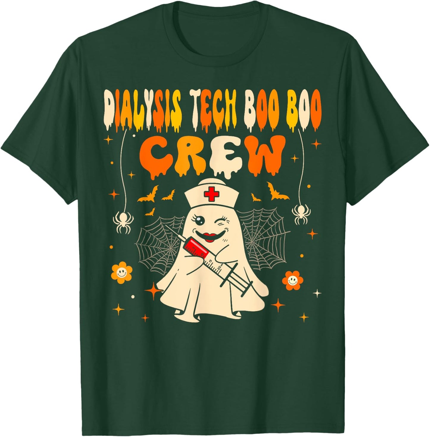 Halloween Dialysis Tech Boo Crew Dialysis Nurse Ghost T-Shirt - T-Shirt | Forest