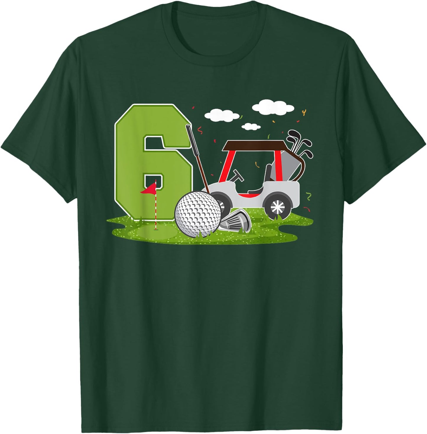 6th Birthday Golf 6 Years Old Birthday Party Golfer T-Shirt - T-Shirt | Forest