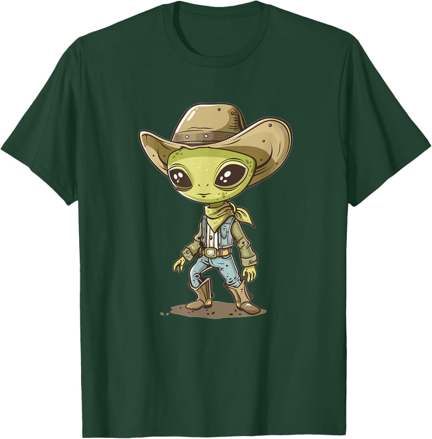 Cute Alien Cowboy T-Shirt - T-Shirt | Forest