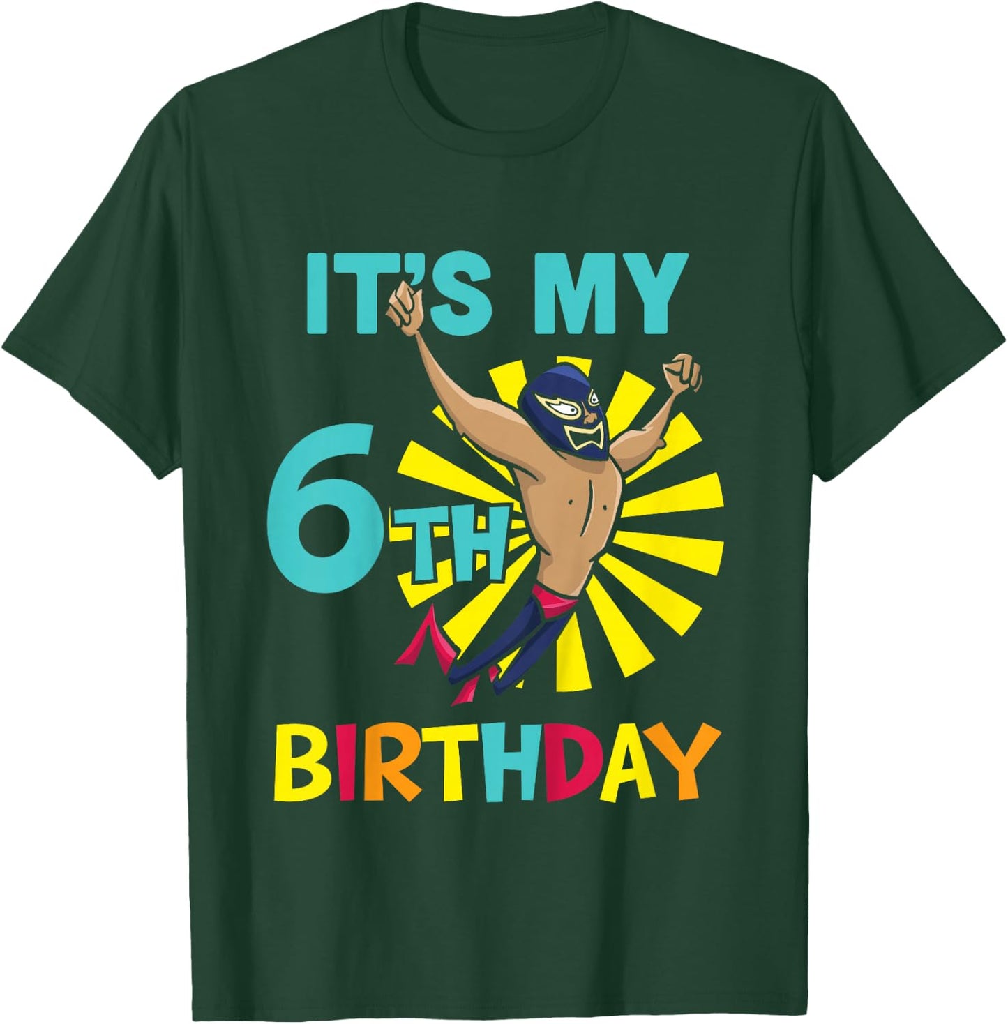 Kids Kids It's My 6th Birthday Wrestling Theme for 6-Year-Old Boy T-Shirt - T-Shirt | Forest