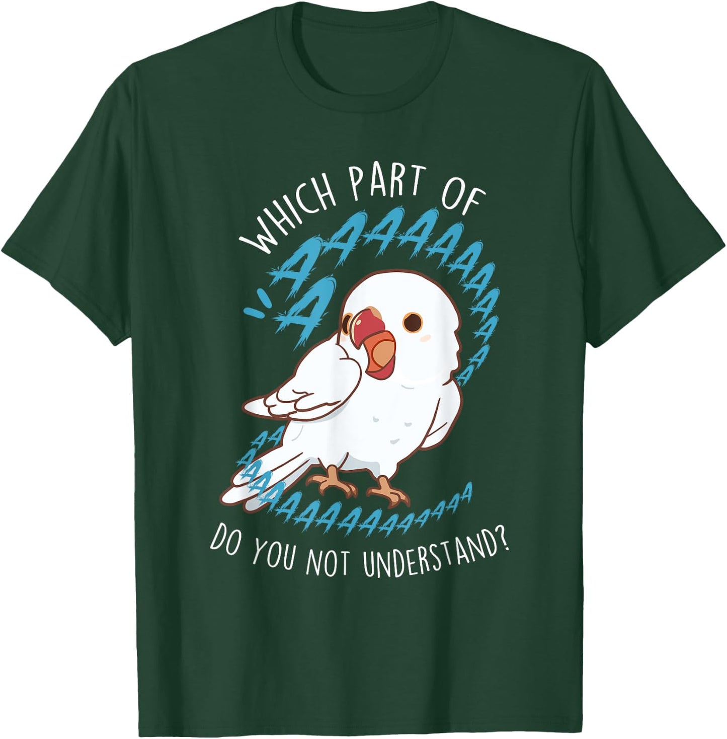 White Indian Ringneck Parrot Aaa Funny Cute Pet Albino Bird T-Shirt - T-Shirt | Forest