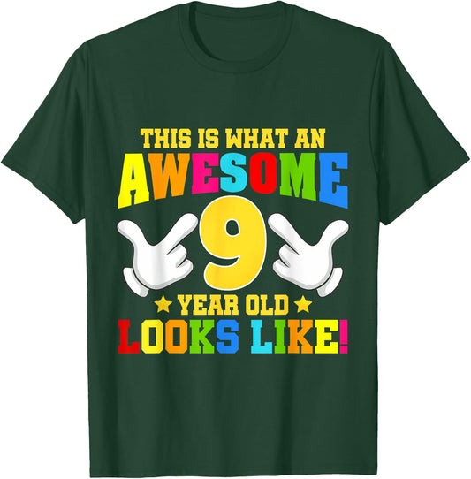 This is what an awesome 9 year old looks like 9th birthday T-Shirt - T-Shirt | Forest