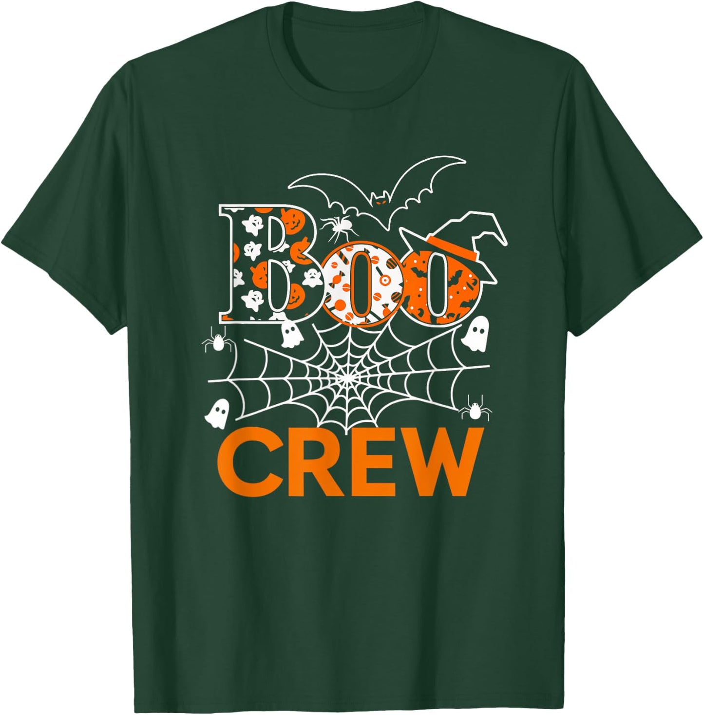 Halloween The Boo Crew - Spooky Spiders and Bats Fun Family T-Shirt - T-Shirt | Forest