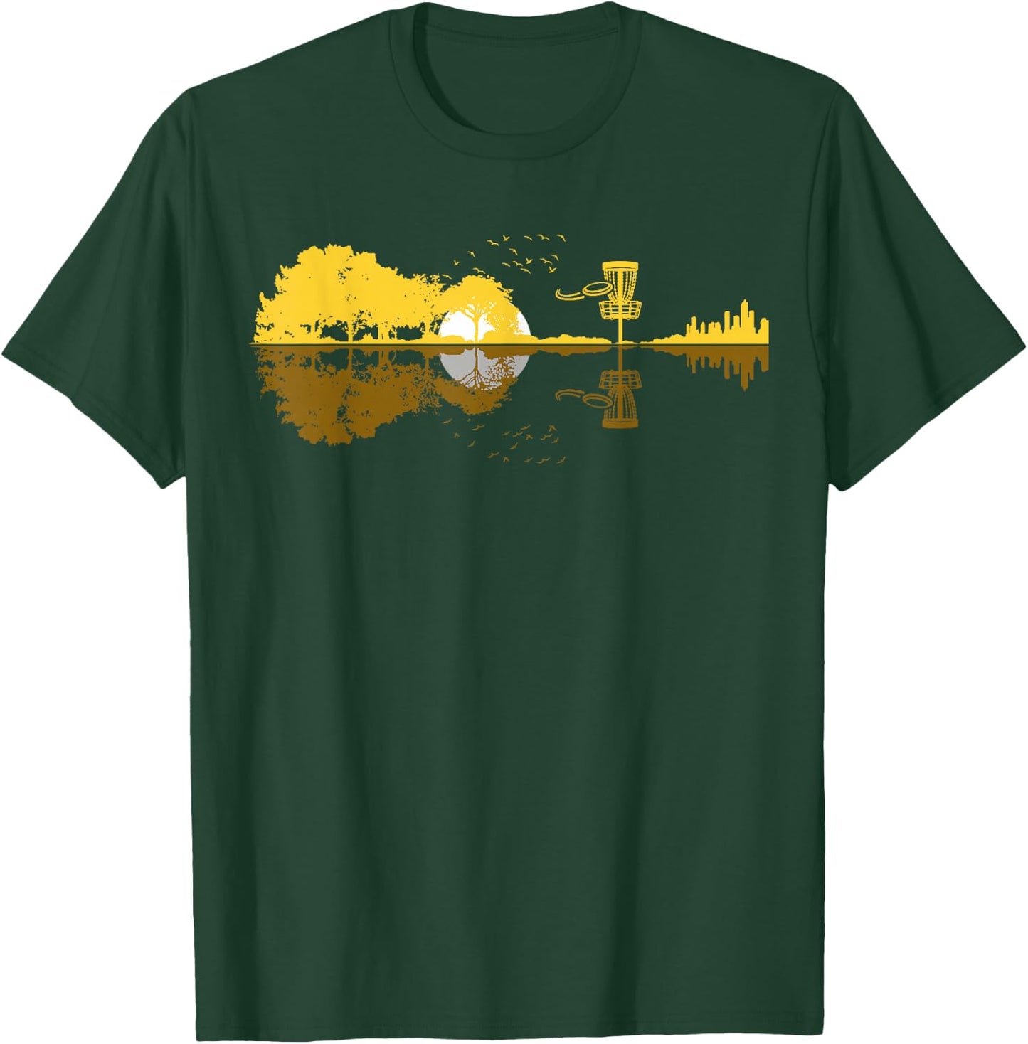 Disc Golf Sunset Guitar Guitarist Player Golfing Frisbee Dad T-Shirt - T-Shirt | Forest