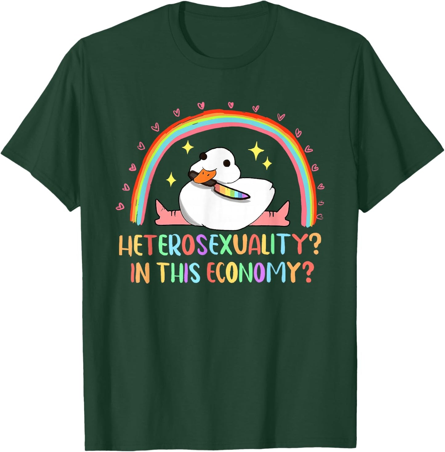 Heterosexuality in This Economy Sarcastic Heterosexual LGBTQ T-Shirt - T-Shirt | Forest