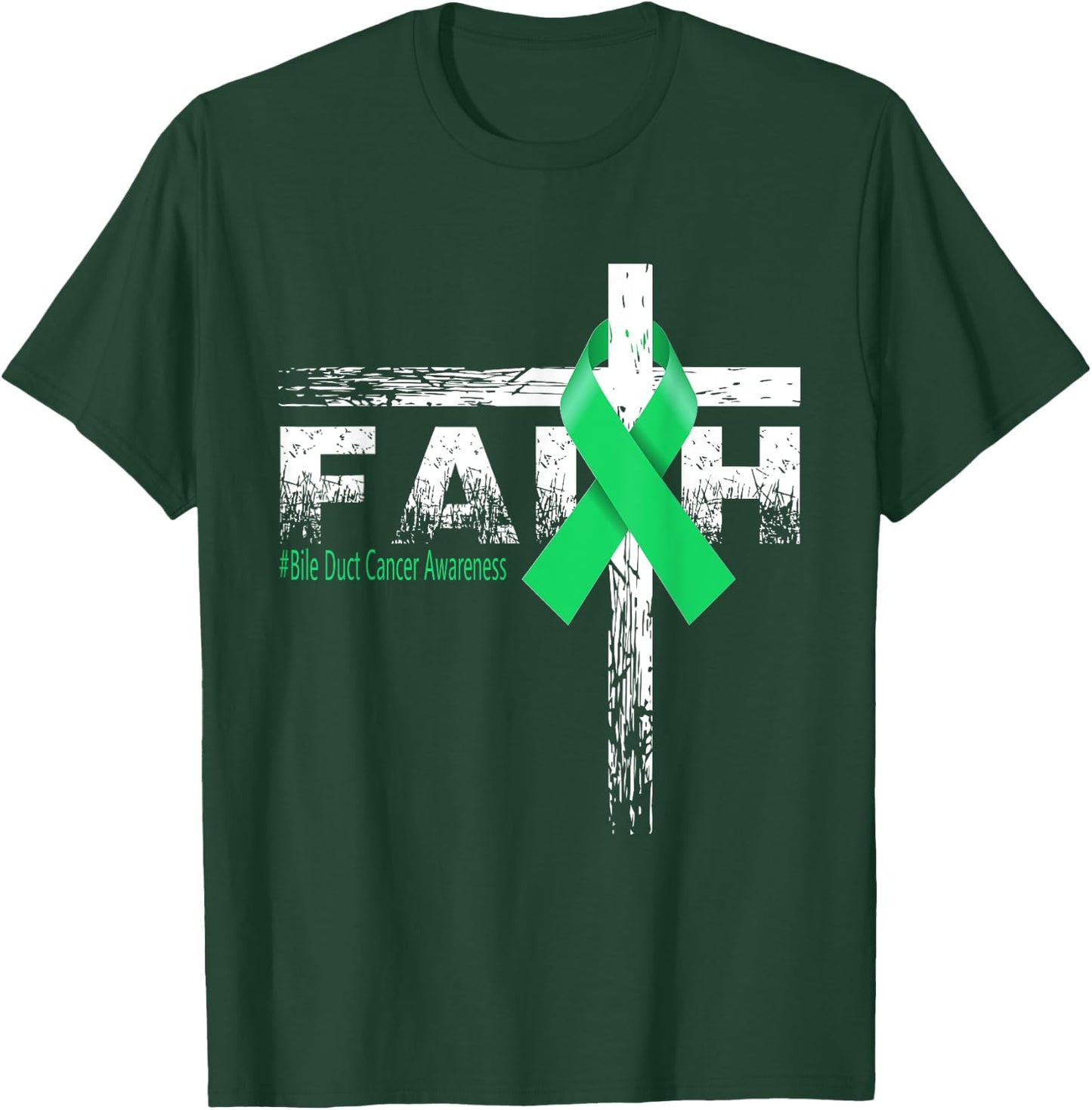 Bile Duct Cancer Awareness Christian Faith & Cross T-Shirt - T-Shirt | Forest