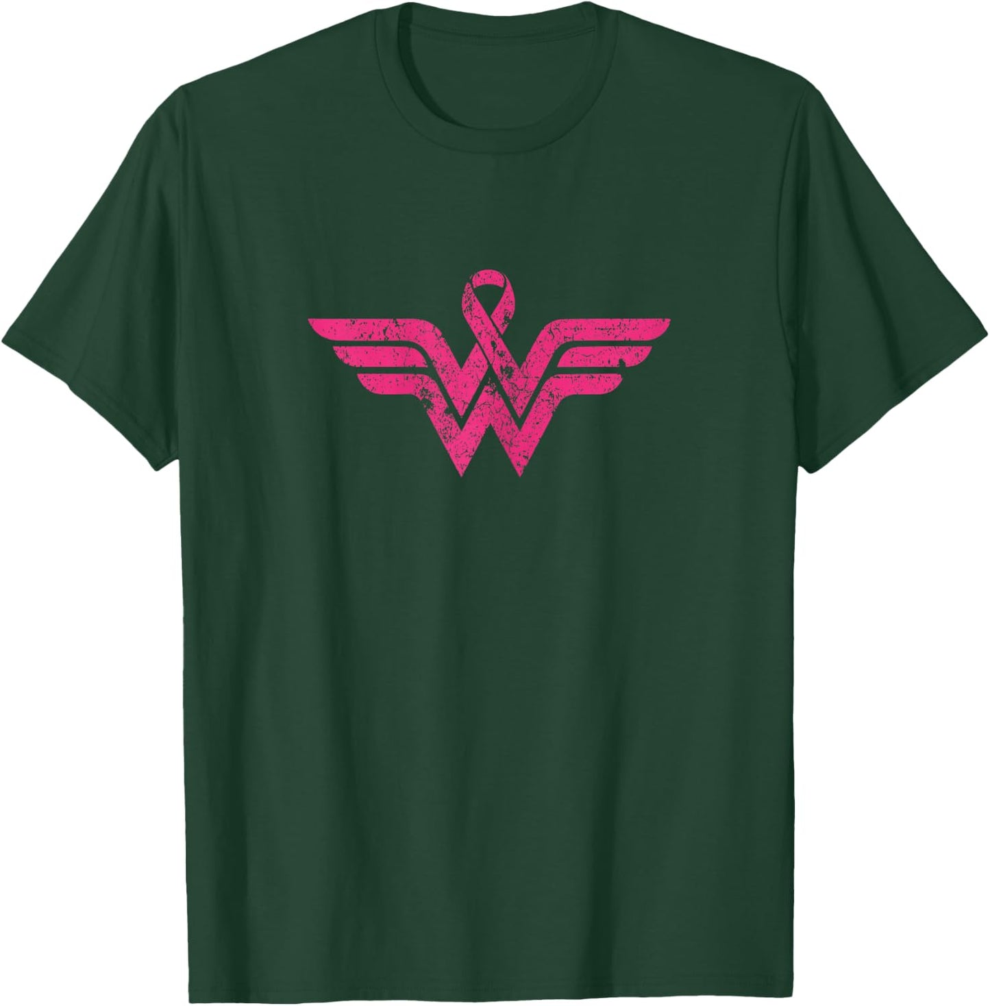 Vintage Retro Breast Cancer Awareness Pink Ribbon Superhero T-Shirt - T-Shirt | Forest