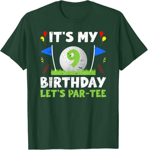 9th Birthday Party Golf Boy Nine Year Old Golfer T-Shirt - T-Shirt | Forest
