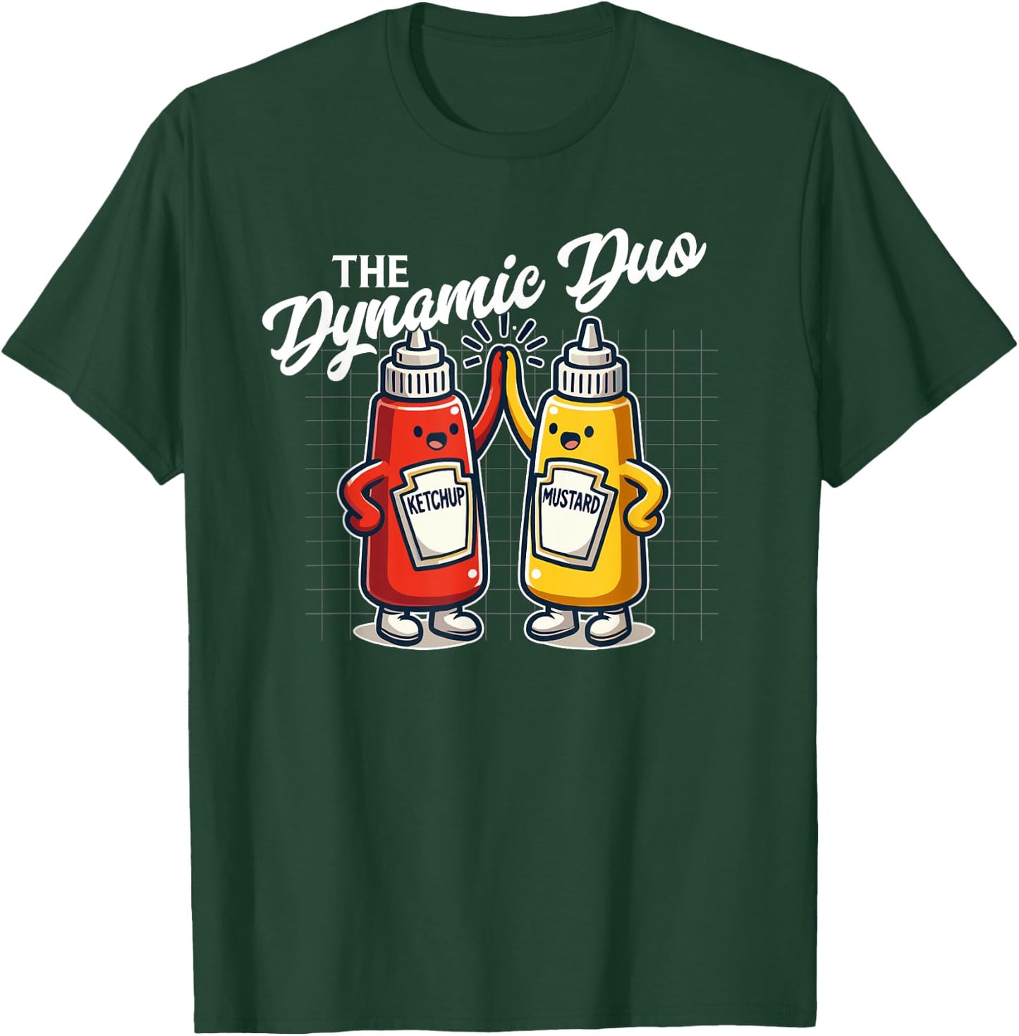 Ketchup Mustard Dynamic Duo Best Friends Funny Condiment T-Shirt - T-Shirt | Forest