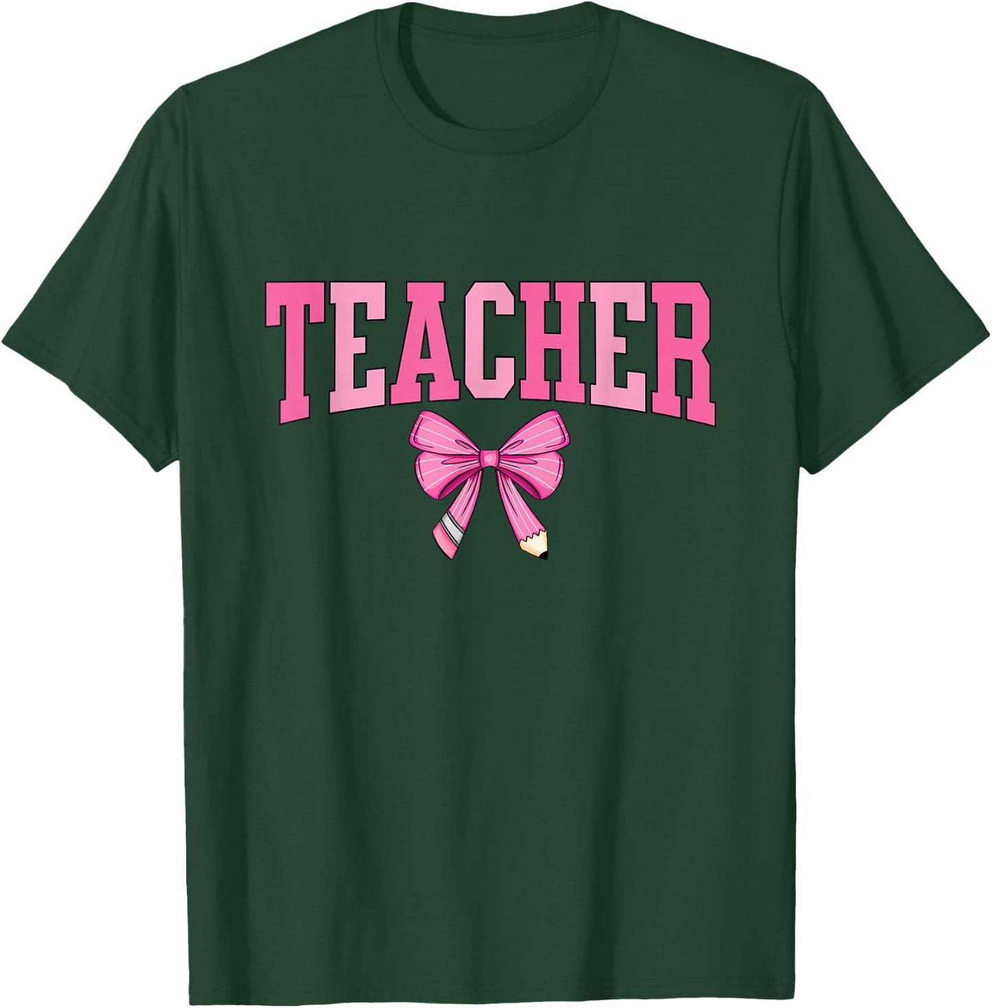 Coquette Bow Back To School First Day Teacher T-Shirt - T-Shirt | Forest