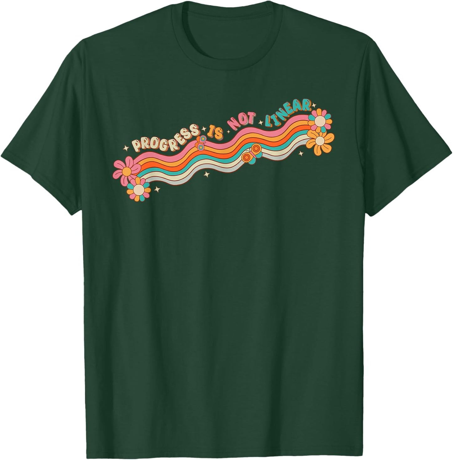 Progress Is Not Linear Teacher Student Back To School Retro Women Girls Kids T-Shirt - T-Shirt | Forest