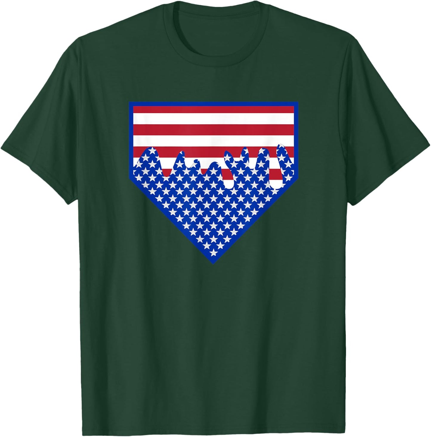 Funny Home Plate Drip - USA Ice Cream Softball & Baseball Men Women Girls Kids T-Shirt - T-Shirt | Forest