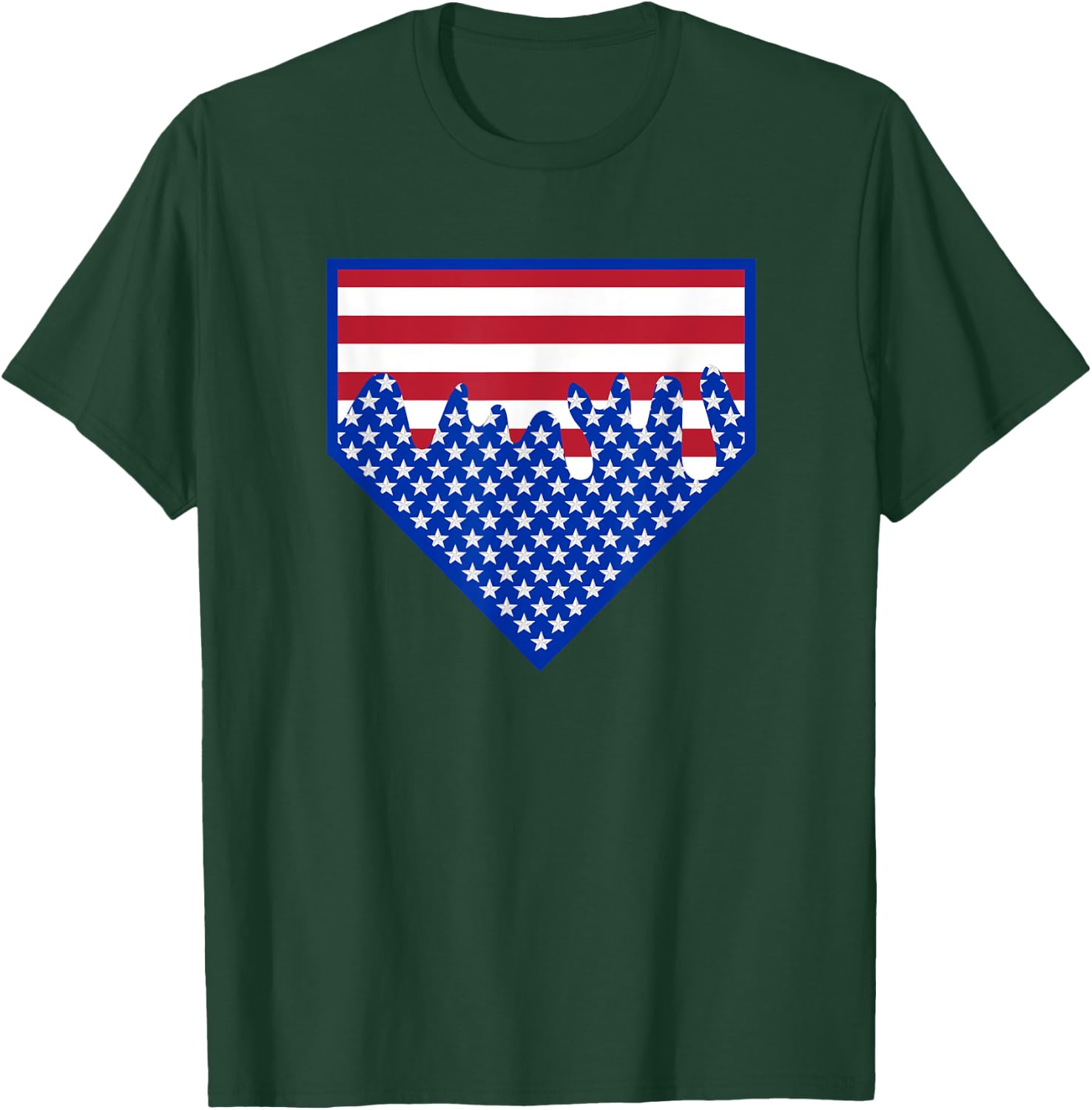 Funny Home Plate Drip - USA Ice Cream Softball & Baseball Men Women Girls Kids T-Shirt - T-Shirt | Forest