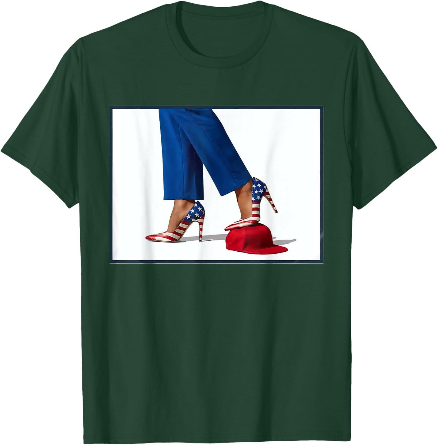 Kamala Harris High Heels Stepping On Red Maga Hat T-Shirt - T-Shirt | Forest