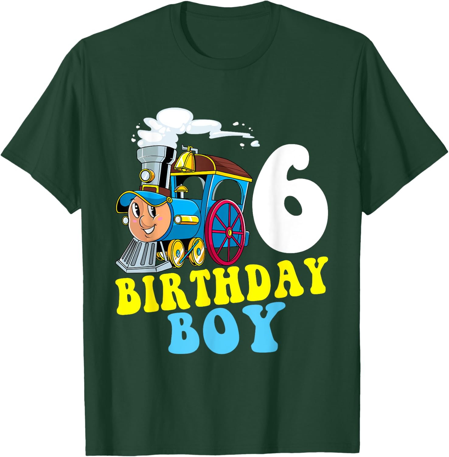 6th Birthday Boy Train Lovers Six Years Old Kids Toddlers T-Shirt - T-Shirt | Forest