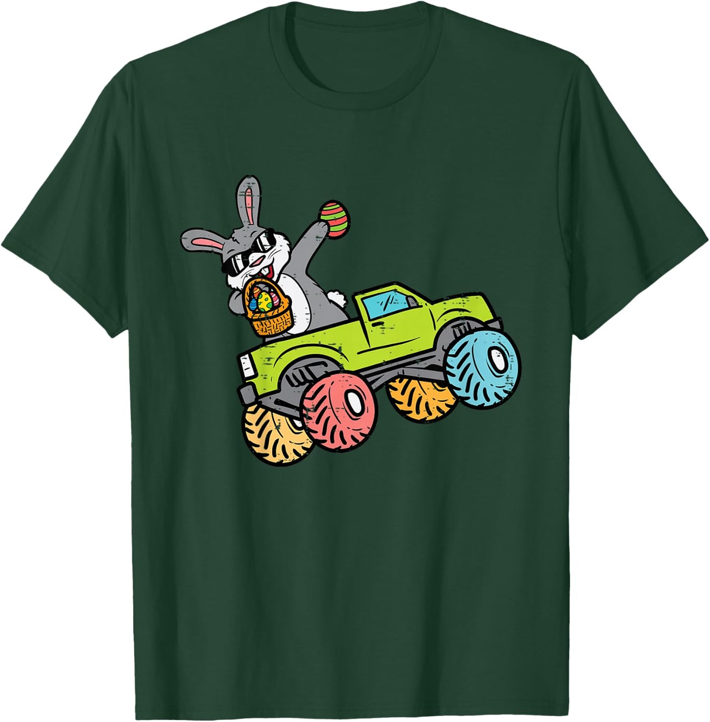 Kids Easter Bunny Dab On Monster Truck Rabbit Toddler Boys Kids T-Shirt - T-Shirt | Forest
