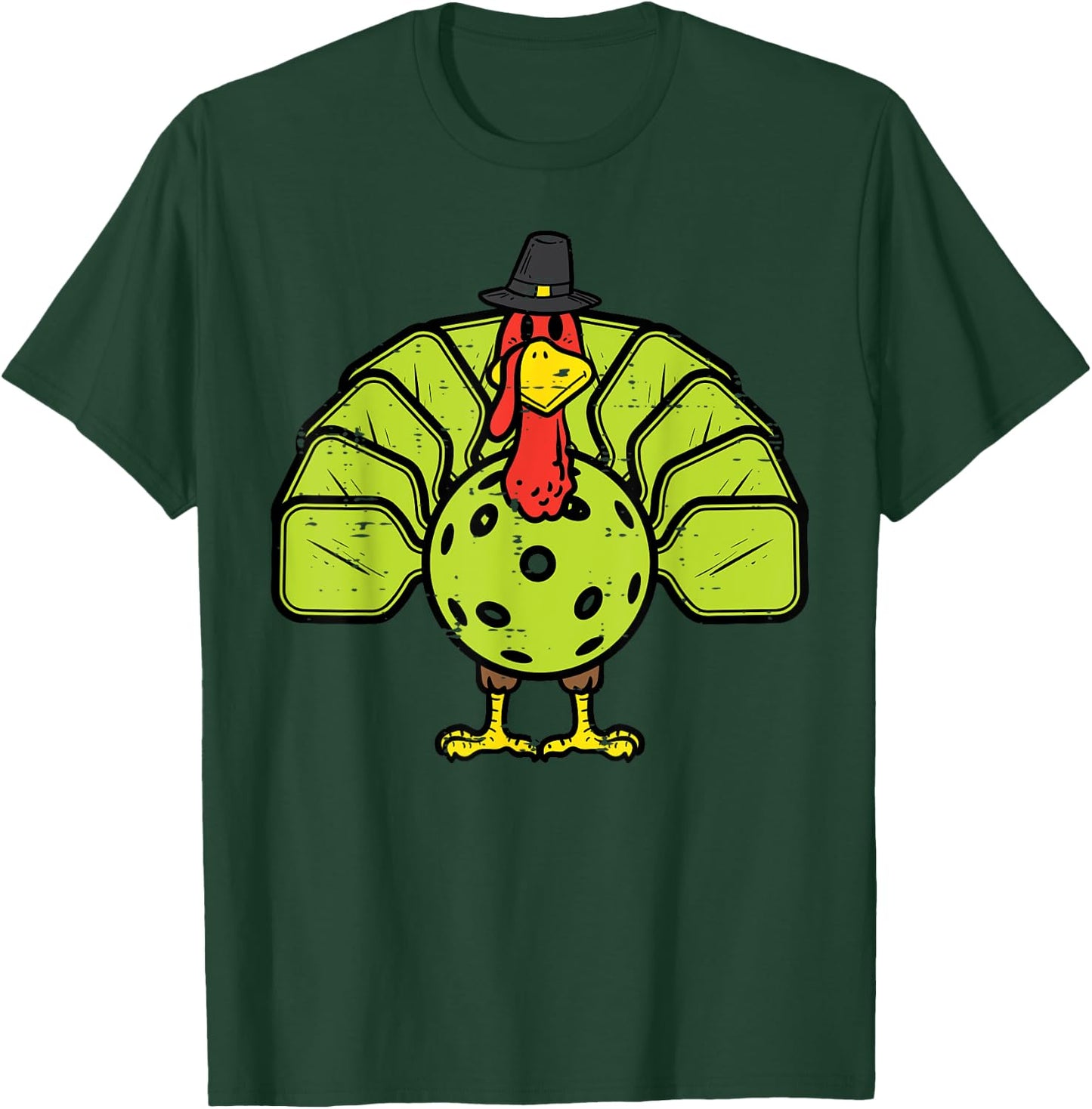Thanksgiving Turkey Pickleball Pickle Ball Men Women Kids T-Shirt - T-Shirt | Forest