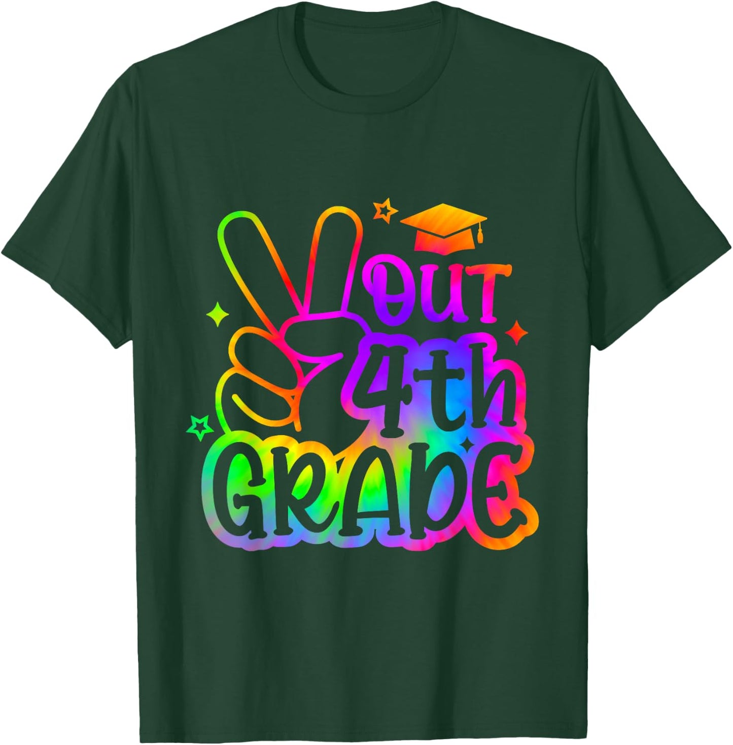 Peace Out 4th Grade Tie dye Last Day School 2025 T-Shirt - T-Shirt | Forest