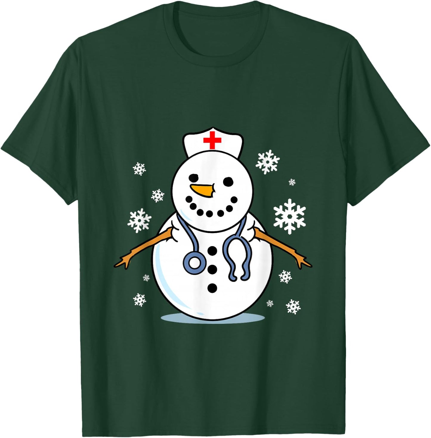 Nurse Snowman Christmas T-Shirt - T-Shirt | Forest