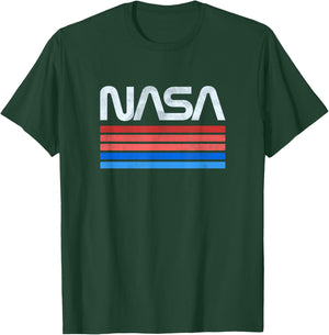 60s 70s Vintage Retro NASA Worm Logo Vintage NASA Gift , Small, Black T-Shirt - T-Shirt | Forest
