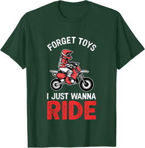Forget Toys I Wanna Ride | Funny Boys & Girls Dirt Bike T-Shirt - T-Shirt | Forest