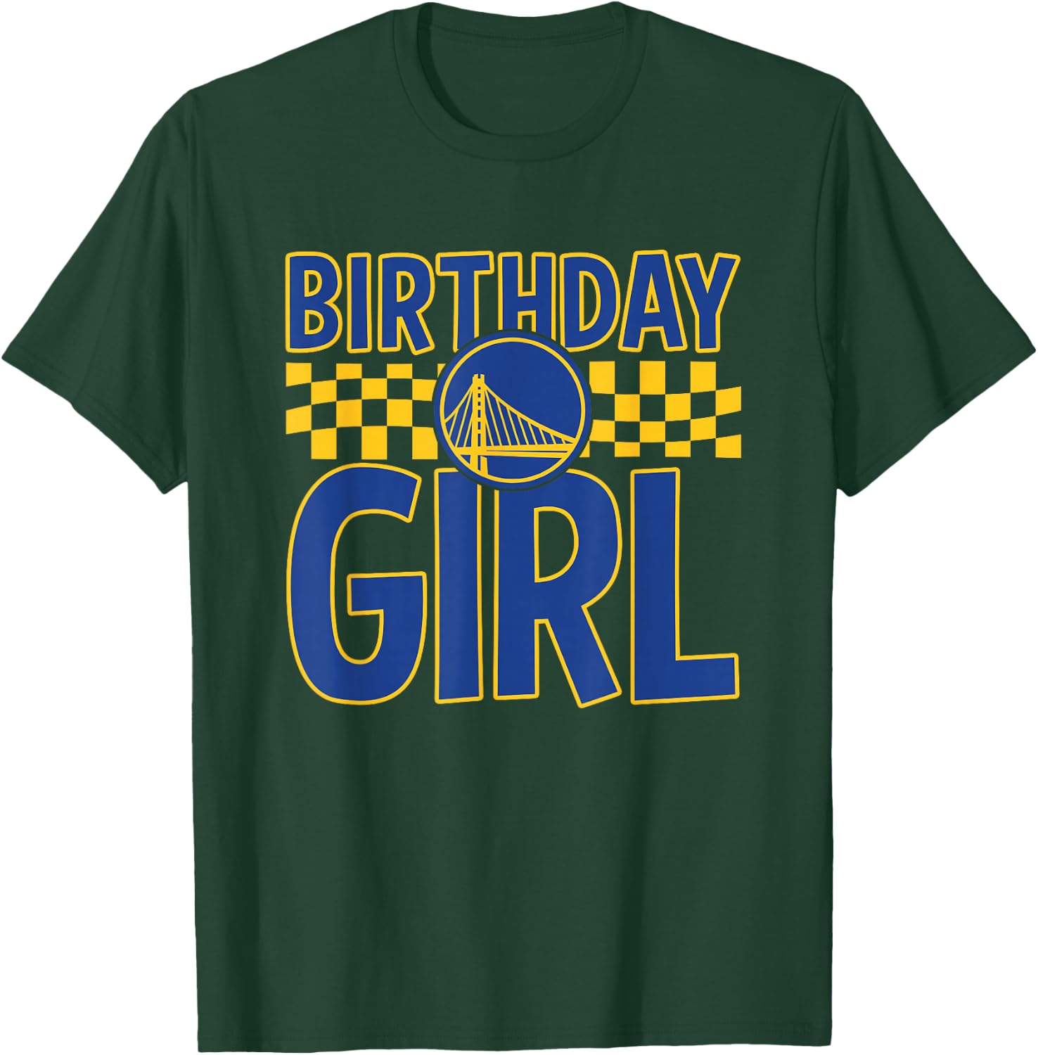 NBA Golden State Warriors Birthday Girl Checkered Logo T-Shirt - T-Shirt | Forest