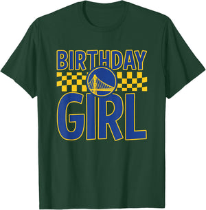 NBA Golden State Warriors Birthday Girl Checkered Logo T-Shirt - T-Shirt | Forest