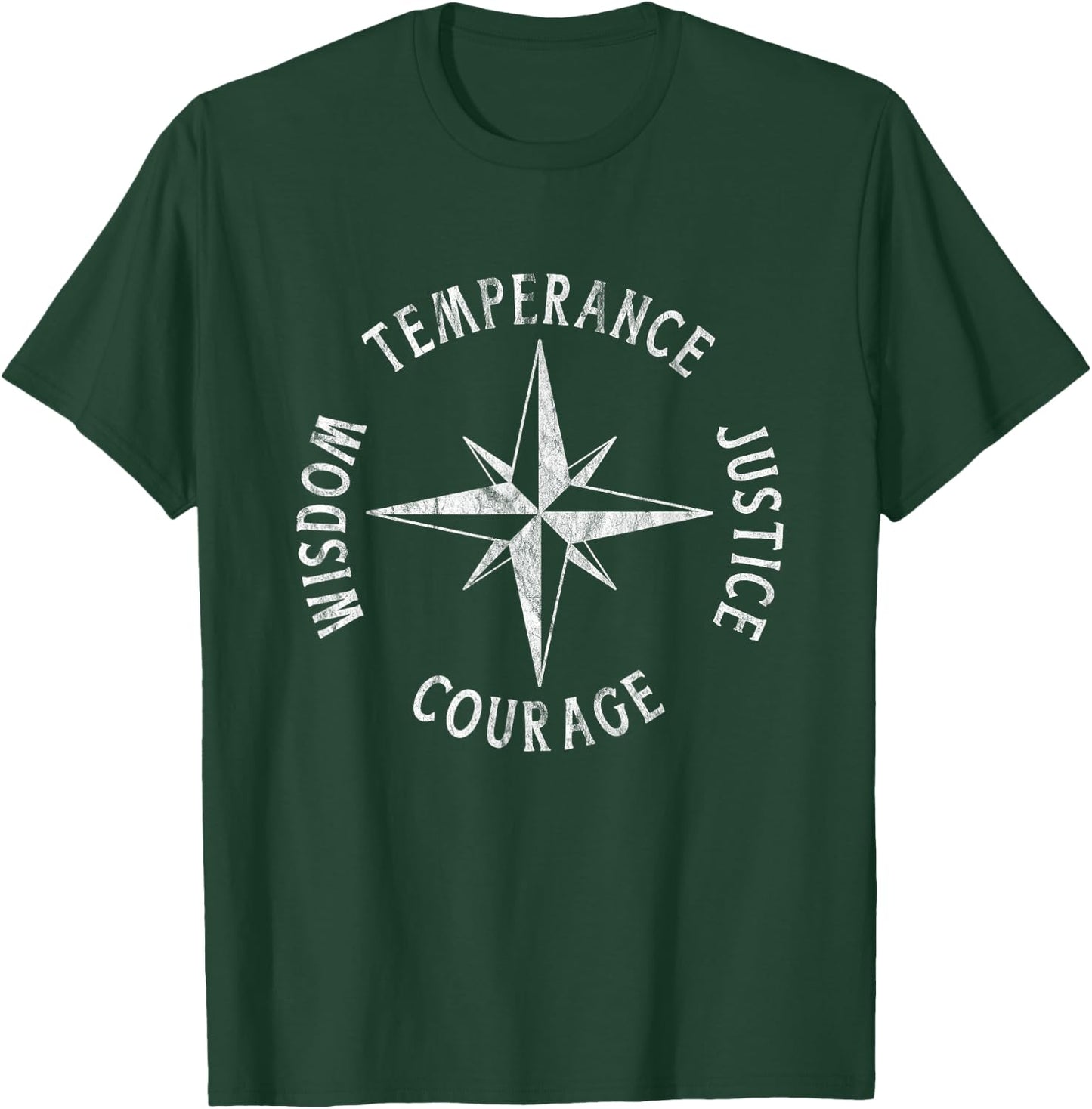 4 Stoic Virtues TEMPERANCE JUSTICE COURAGE WISDOM Stoicism T-Shirt - T-Shirt | Forest