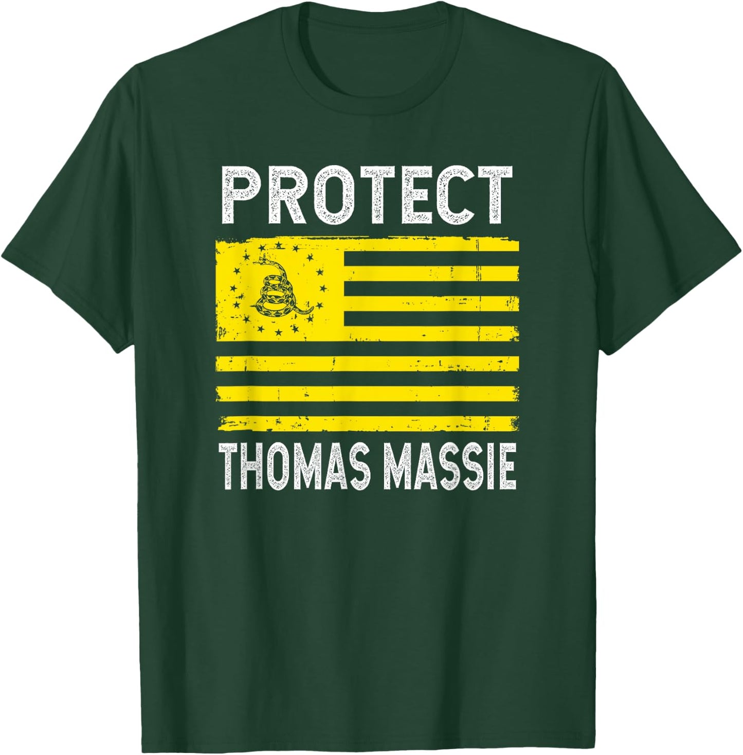 Protect Thomas Massie Gadsden Flag Libertarian T-Shirt - T-Shirt | Forest