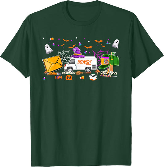 Halloween Postal Worker Mail Carrier Spooky Season T-Shirt - T-Shirt | Forest
