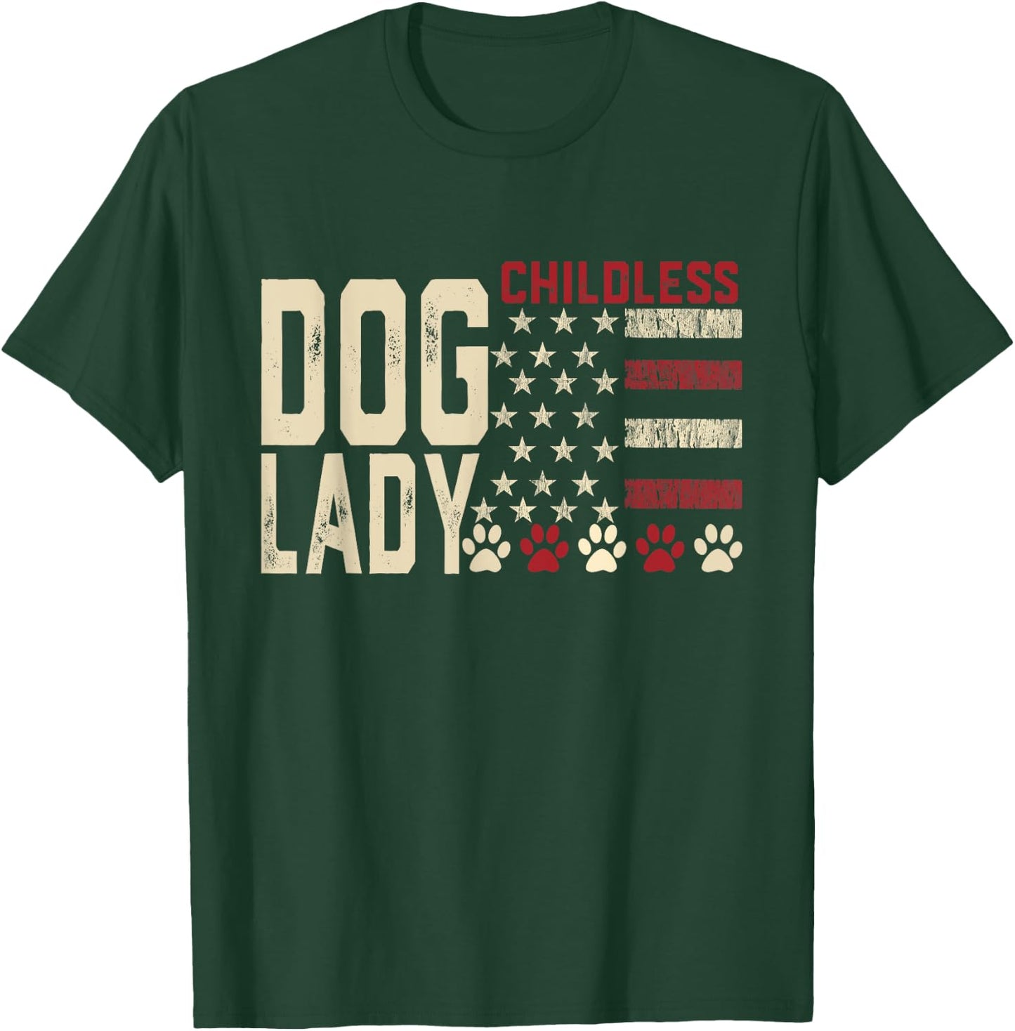 Childless Dog Lady Vote 2024 US Flag Democratic President T-Shirt - T-Shirt | Forest
