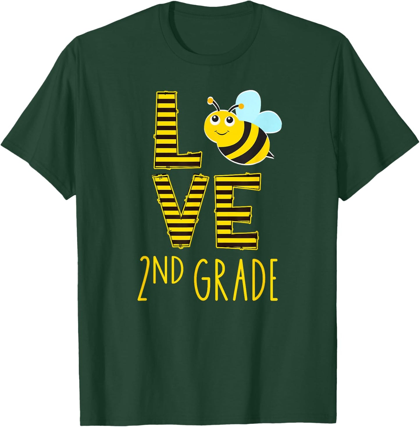 Love 2nd Grade Back To School Yellow Bee 2nd Grade Teacher T-Shirt - T-Shirt | Forest
