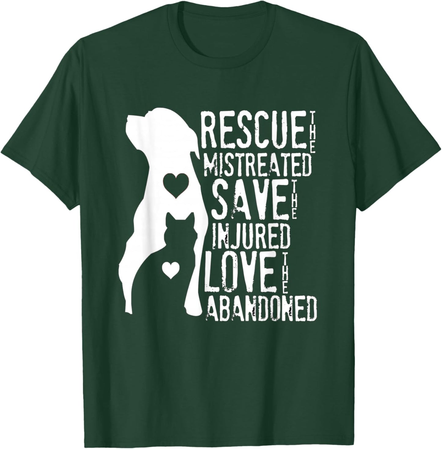 Rescue, Save, Love: Animal Rescue, Dog Lover Cat Lover Shirt Men Women Girls Kids T-Shirt - T-Shirt | Forest
