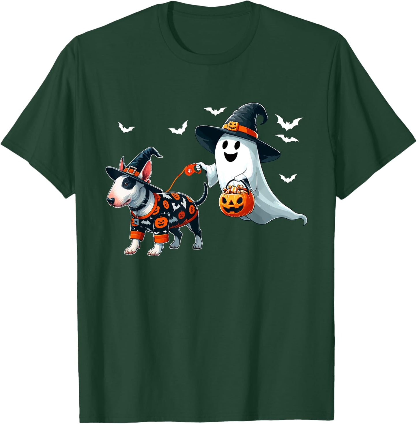 Boo Ghost With Bull Terrier As Witch Halloween Owner Kids T-Shirt - T-Shirt | Forest