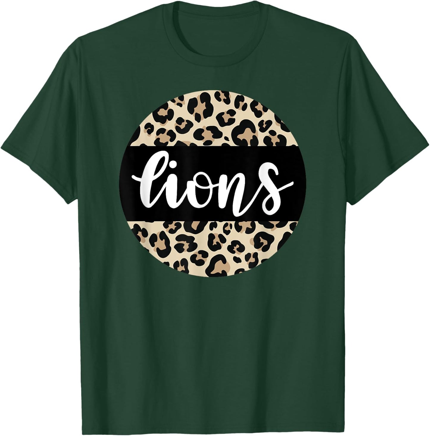Leopard Print Lions Team Mascot School Spirit Game Night T-Shirt - T-Shirt | Forest