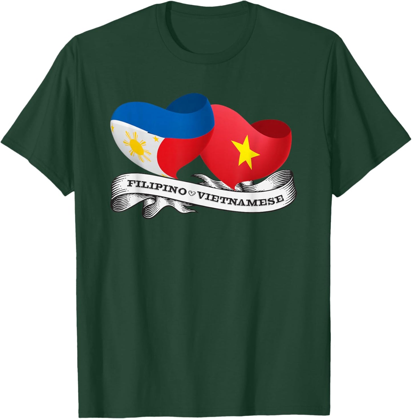 Half Filipino, Half Vietnamese heart flag T-Shirt - T-Shirt | Forest