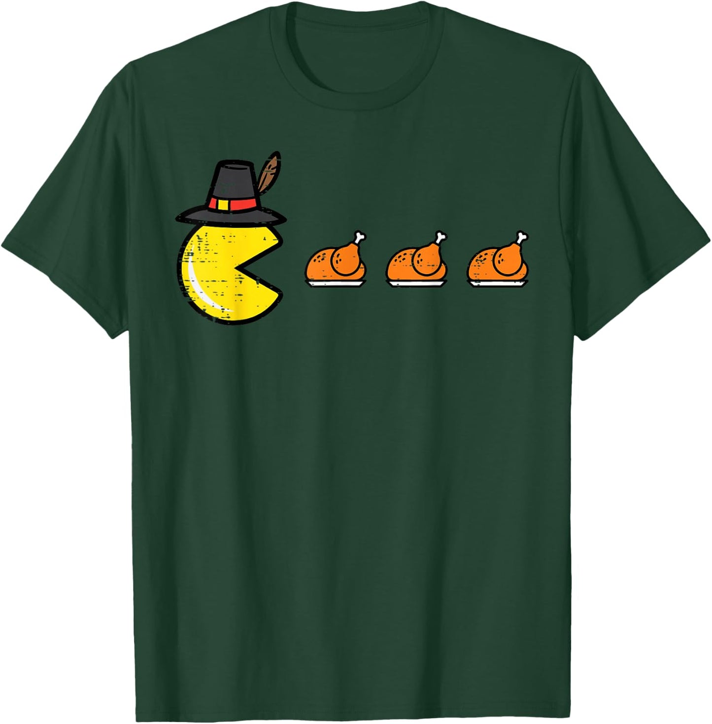 Thanksgiving Video Game Eating Turkey Gamer Men Women Kids T-Shirt - T-Shirt | Forest