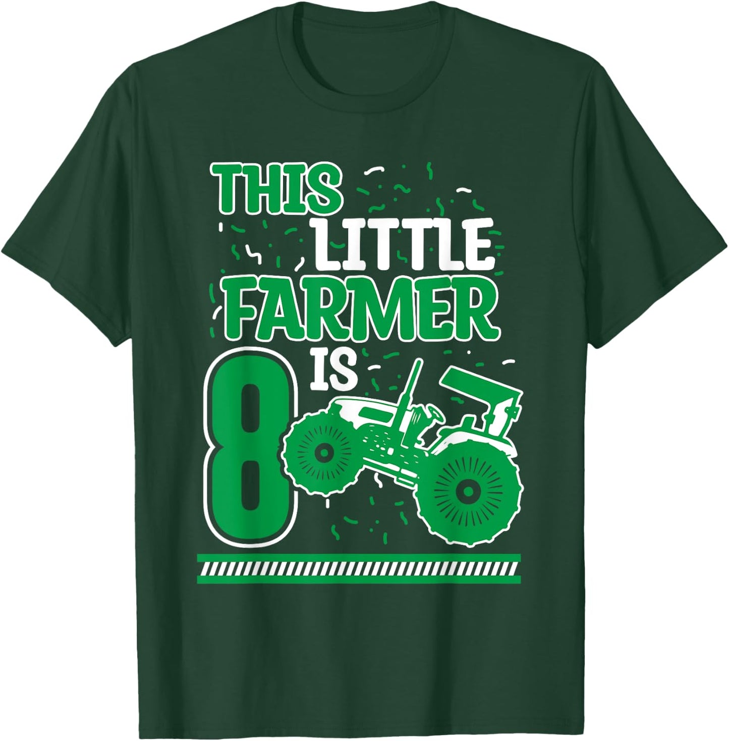 8 Years Old Boy Tractor Little Farmer 8th Birthday Kids T-Shirt - T-Shirt | Forest