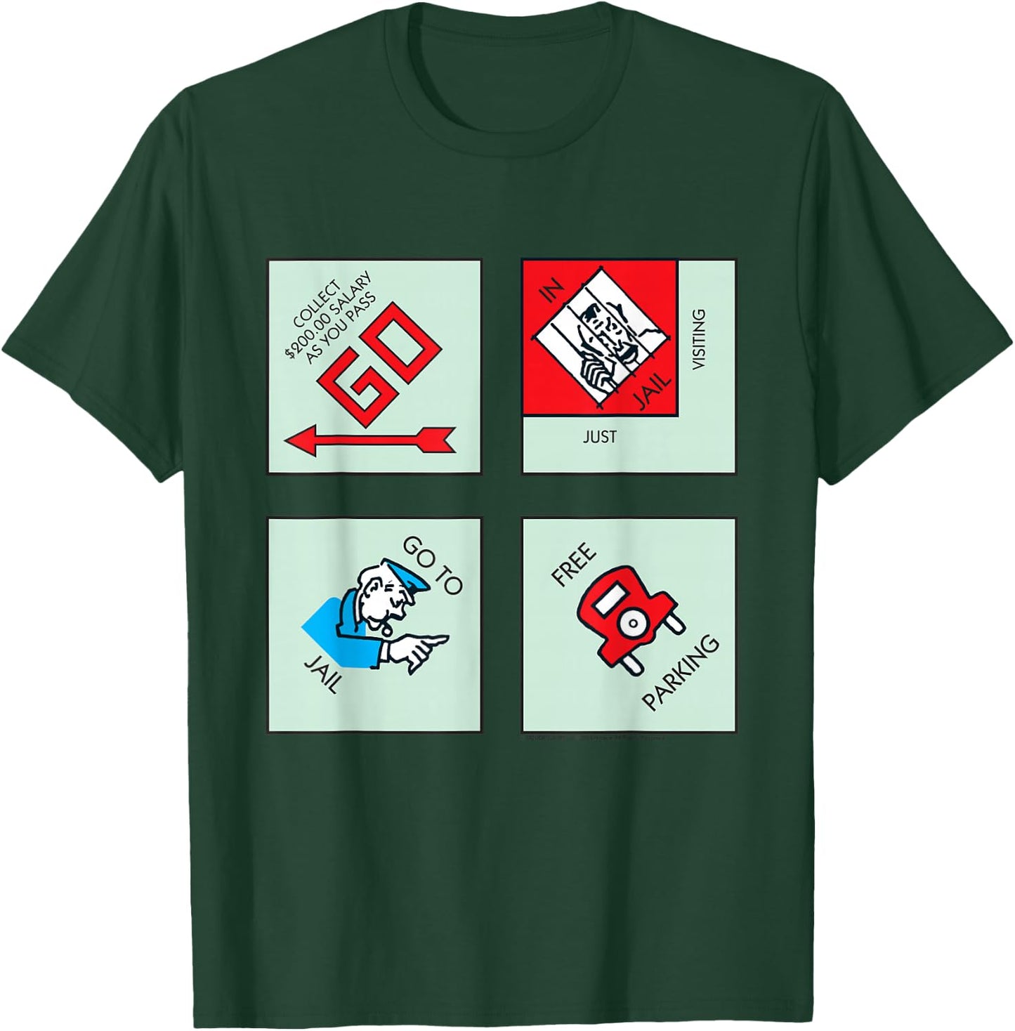 Monopoly Classic Corner Tiles T-Shirt - T-Shirt | Forest